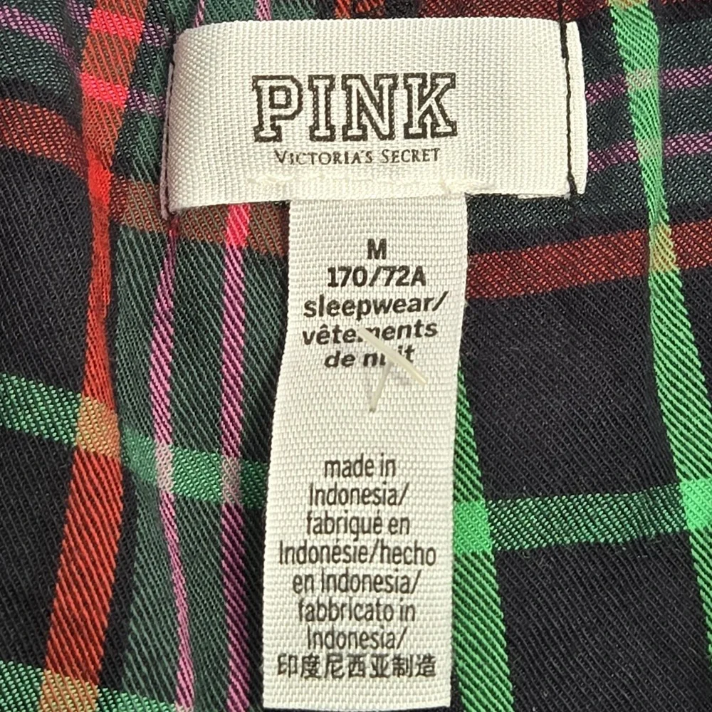 Victoria's Secret PINK Logo Holiday Plaid Sleep Shorts‎ Size M Loungewear
